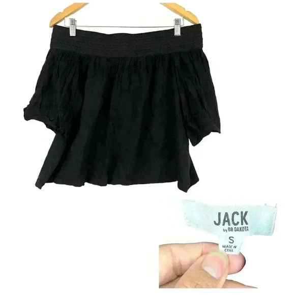 Black Crepe Off-Shoulder Top SMALL Jack by BB Dakota Lin Rayon - Picture 1 of 9